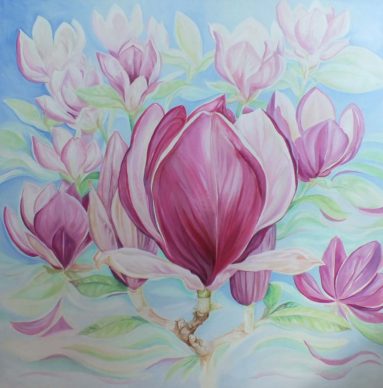 oil painting of magnolia flowers