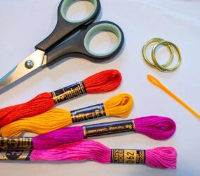 Scissors and embroidery thread
