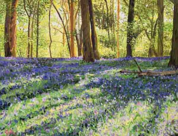 bluebells in forest painting