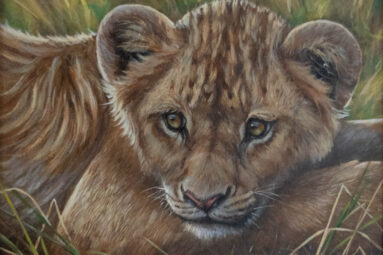 Painting of lion cub