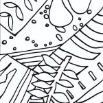 outline drawing of leaf and abstract shapes