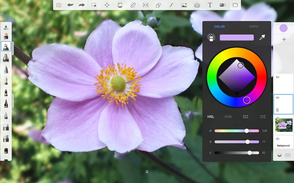 screenshot showing the colour picker tool