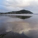 photo of headland with houses and tide coming in in foreground