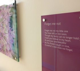 'forget me not' poem written by parent, printed on acrylic