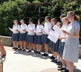 Pupils from Cathedral School singing in Horatio's Garden