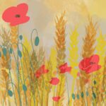 red poppies in cornfield inspired graphic design
