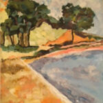 Painting of shore line trees