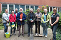 volunteers in courtyard