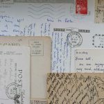 montage of the reverse side of handwritten postcards