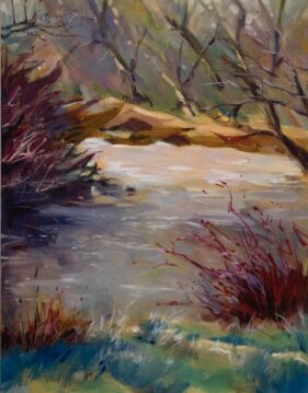 painting of branch across river