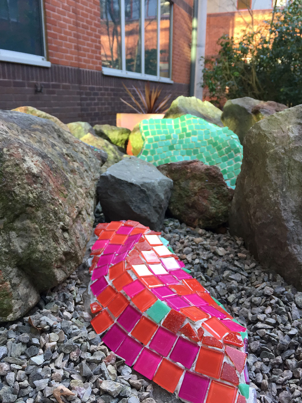 rivers tranquility garden mosaic rock, Salisbury District Hospital