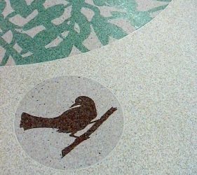 bird on branch silhouette floor design