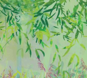 green willow leaves and water meadow inspired design